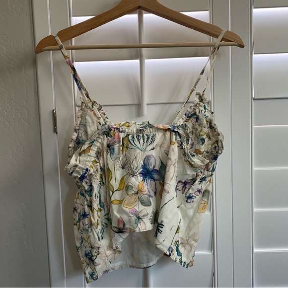 Steve Madden Floral Cropped Camisole in Cream and Multicolor size Large, Lined - Picture 2 of 7